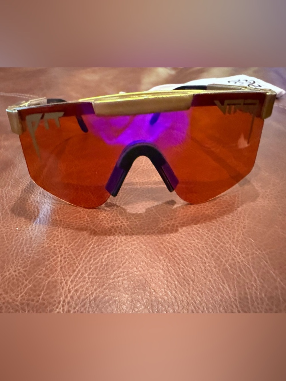 Pit Viper Gold Frame Sunglasses with Orange-Red Mirrored Lens